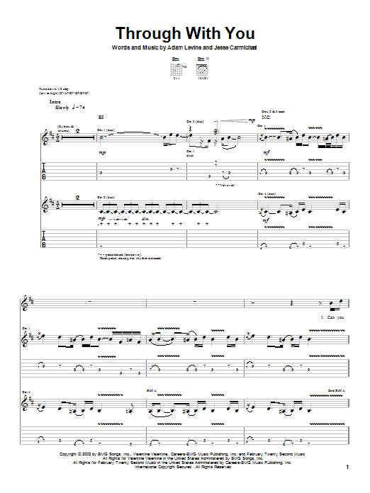 Produktgalerie: Seite 1 von 1 Through With You, Maroon 5, Gitarre