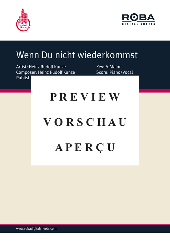 Produktgalerie: Seite 2 von 4 Wenn Du nicht wiederkommst, Kunze, 	Heinz Rudolf, Klavier und Gesang