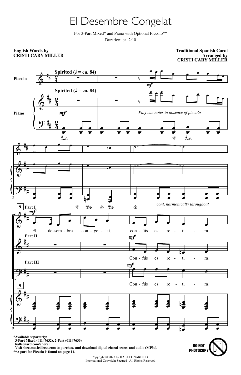 Product picture to: El Desembre Congelat (arr. Cristi Cary Miller)