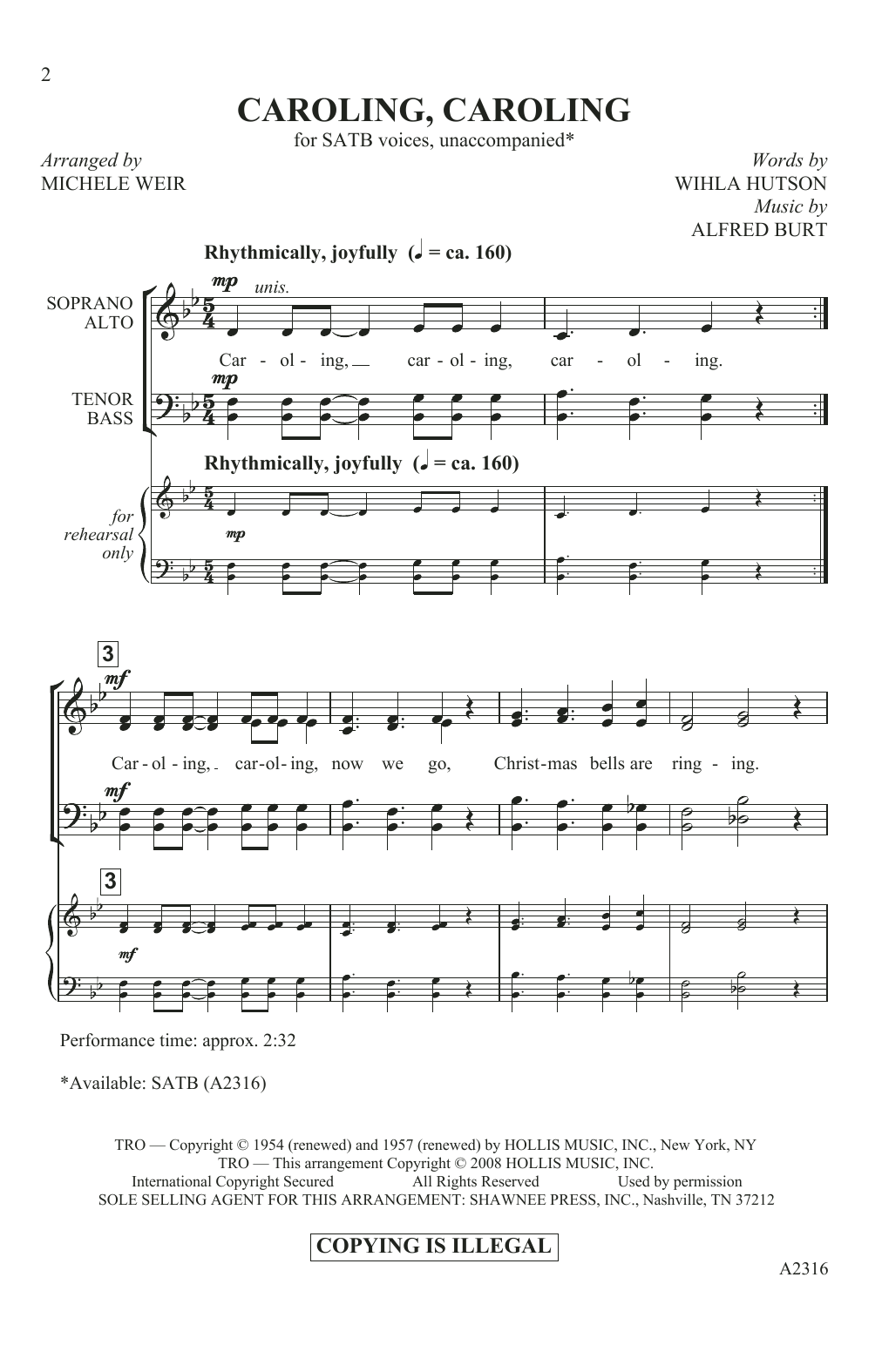 Product picture to: Caroling, Caroling (arr. Michele Weir)