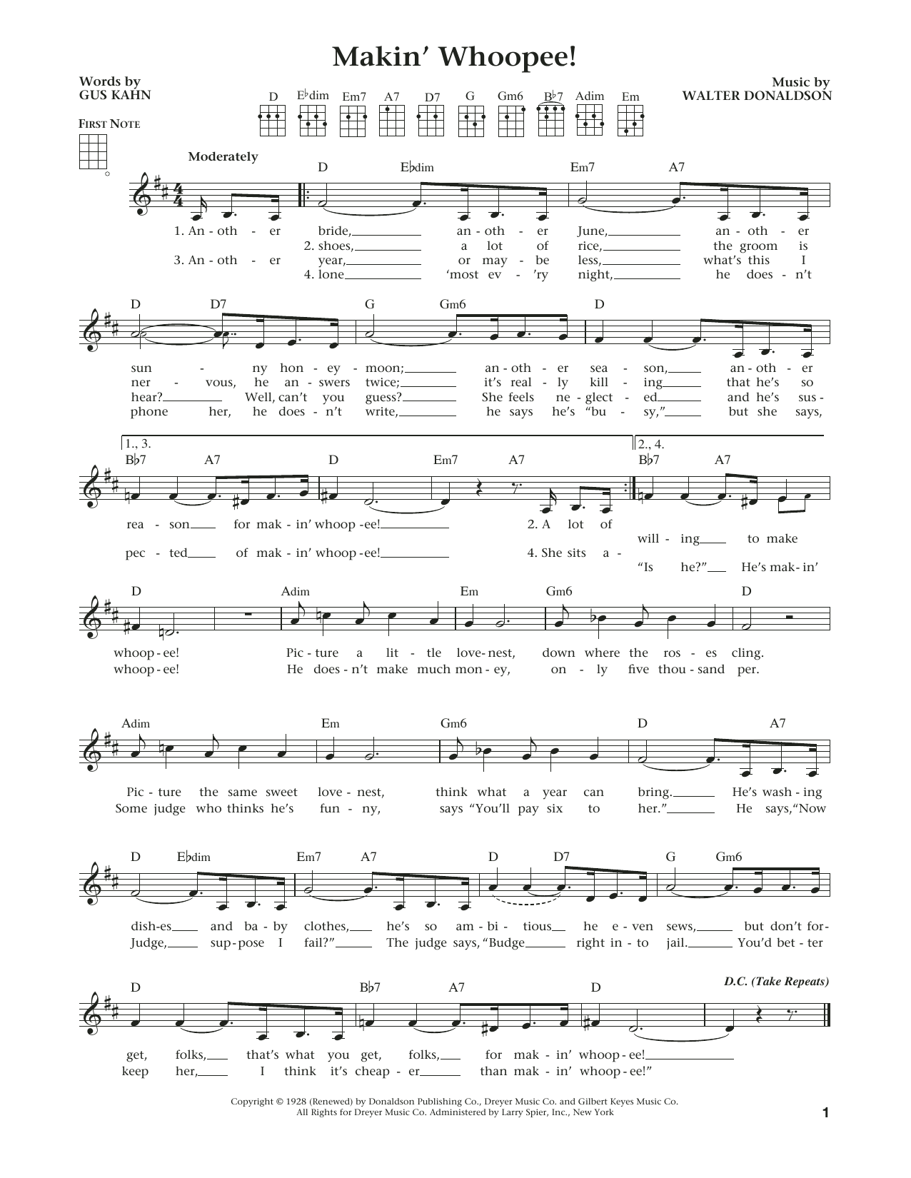 Product gallery: Page 1 of 1 Makin' Whoopee! (from The Daily Ukulele) (arr. Liz and Jim Beloff), Walter Donaldson