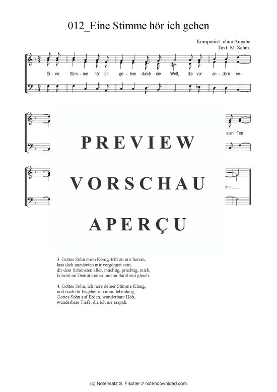 Produktbild zu: Eine Stimme hör ich gehen ohne Angabe / M. Schm.