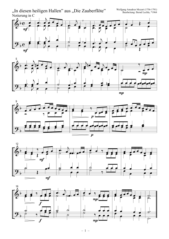 Produktbild zu: In diesen heiligen Hallen aus: Die ZauberflöteWolfgang Amadeus Mozart