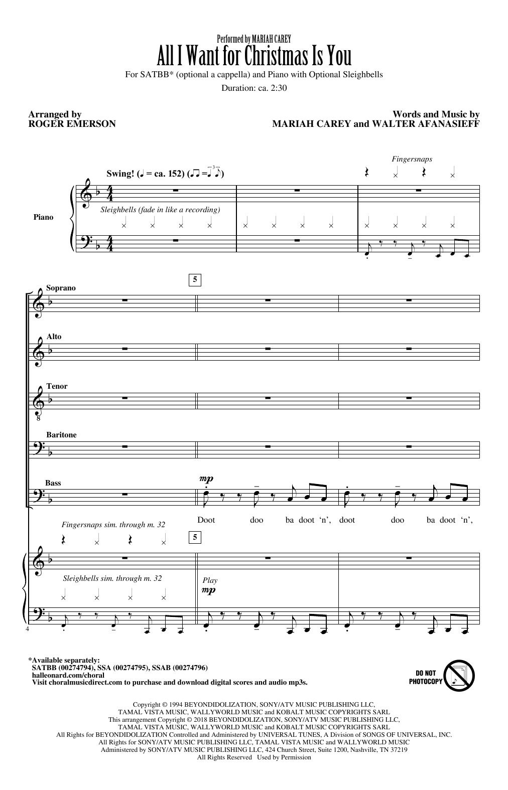 Produktbild zu: All I Want For Christmas Is You (arr. Roger Emerson)