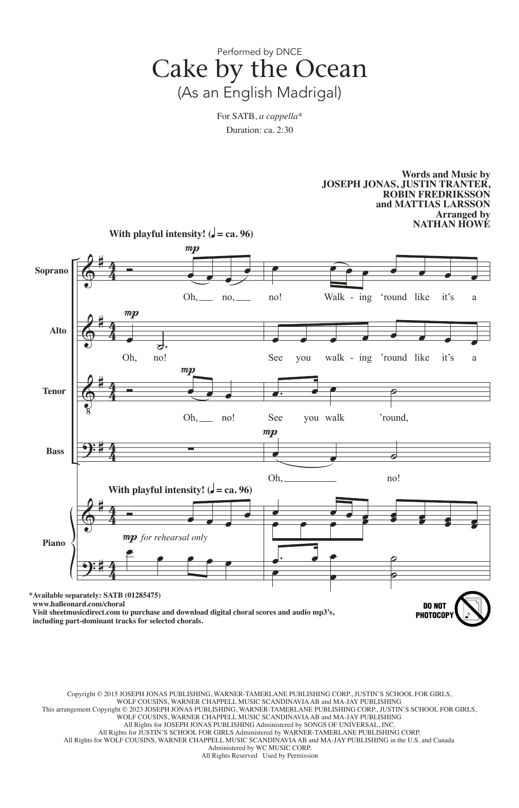 Product picture to: Cake By The Ocean (As an English Madrigal) (arr. Nathan Howe)