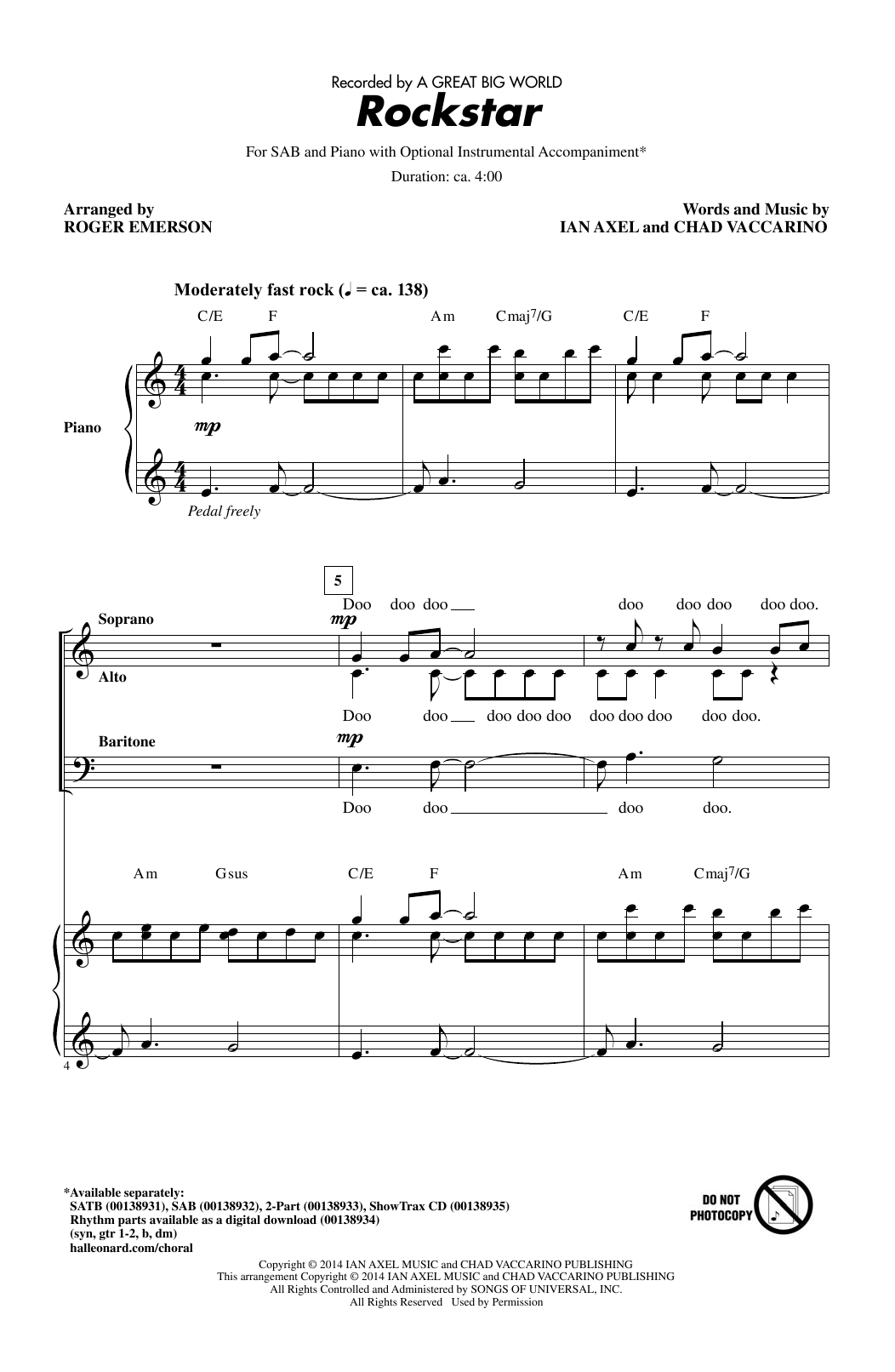 Product picture to: Rockstar (arr. Roger Emerson)
