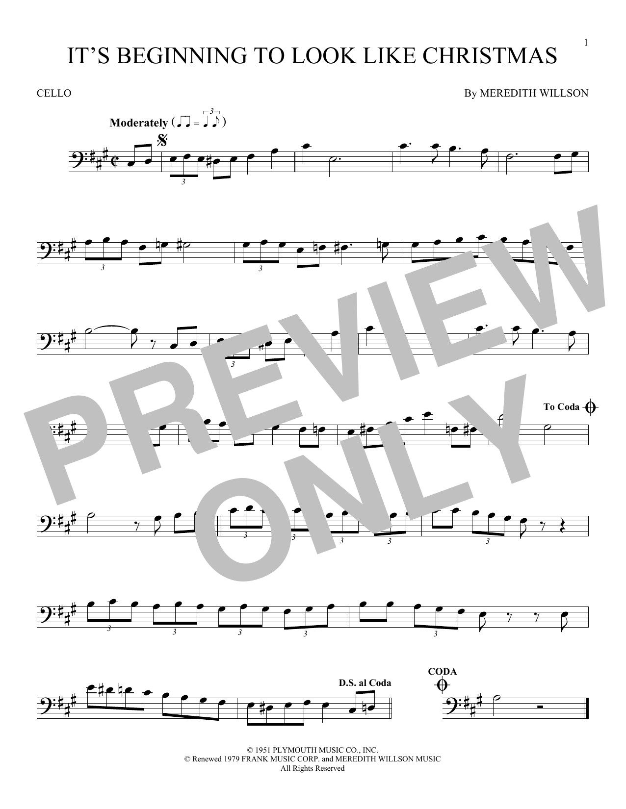 Produktgalerie: Seite 1 von 1 It's Beginning To Look Like Christmas, Meredith Willson, Violoncello