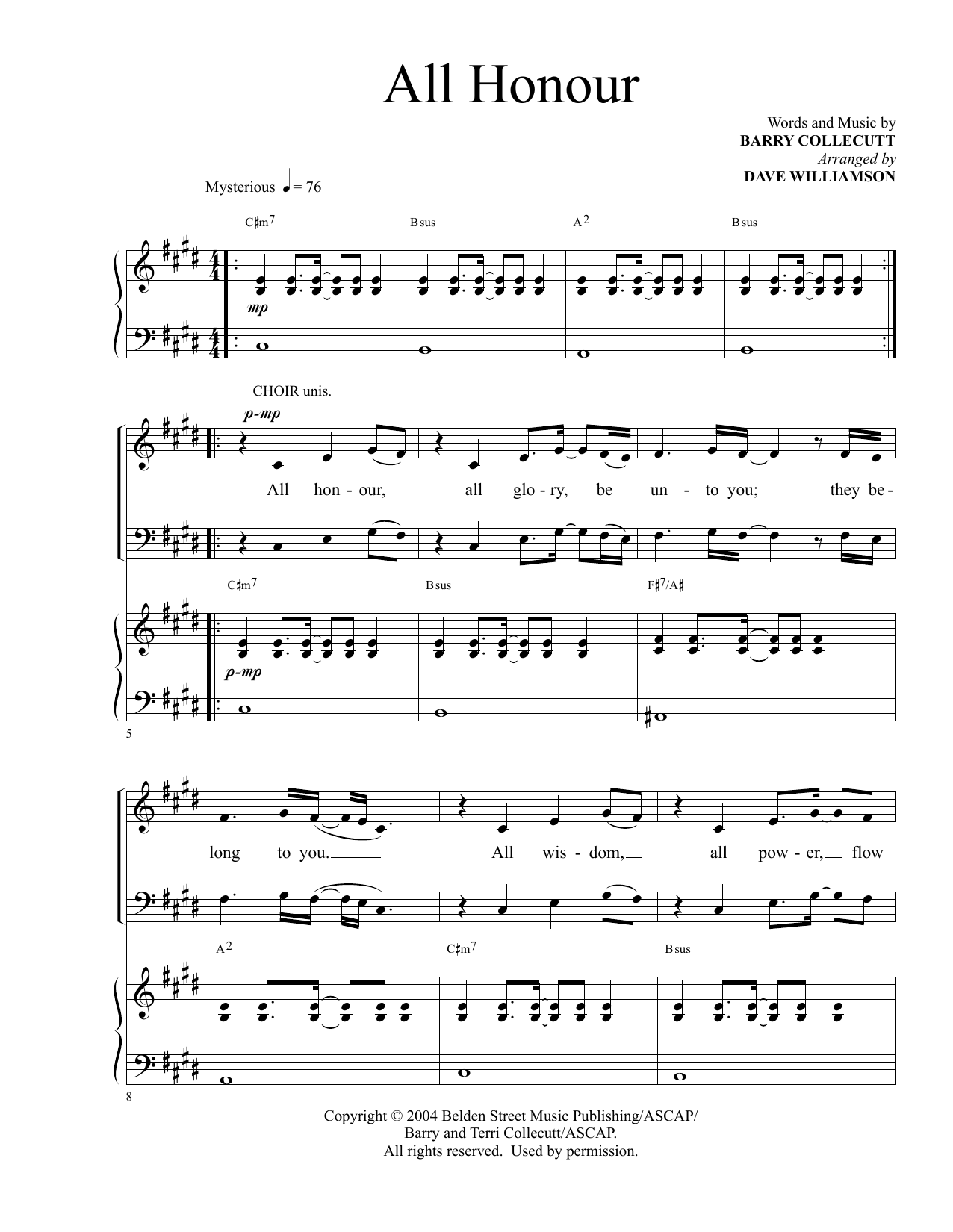 Product picture to: All Honour (arr. Dave Williamson)