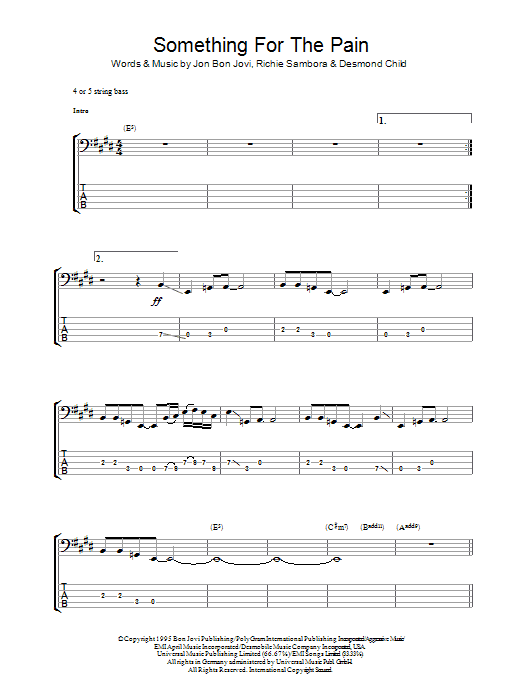 Produktgalerie: Seite 1 von 1 Something For The Pain, Bon Jovi, E-Bass
