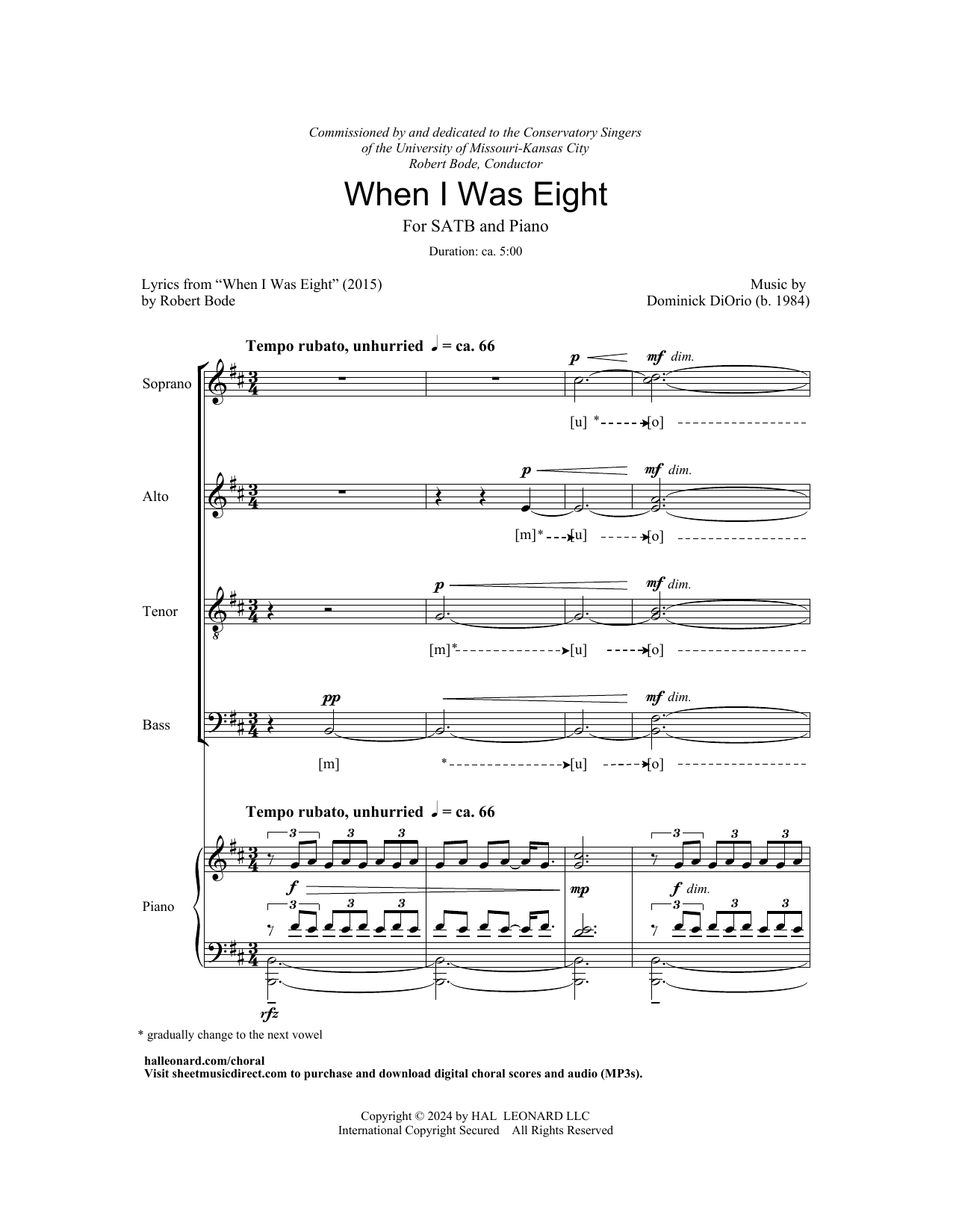 Produktgalerie: Seite 1 von 1 When I Was Eight, Dominick DiOrio, Chor
