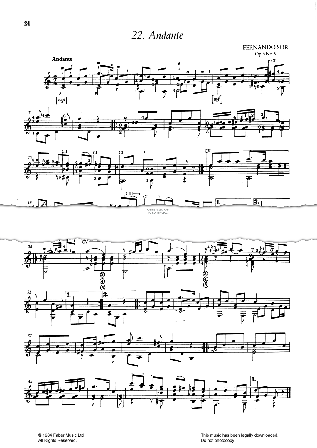 Product gallery: Page 1 of 1 Andante (Op. 3 No.5), Fernando Sor