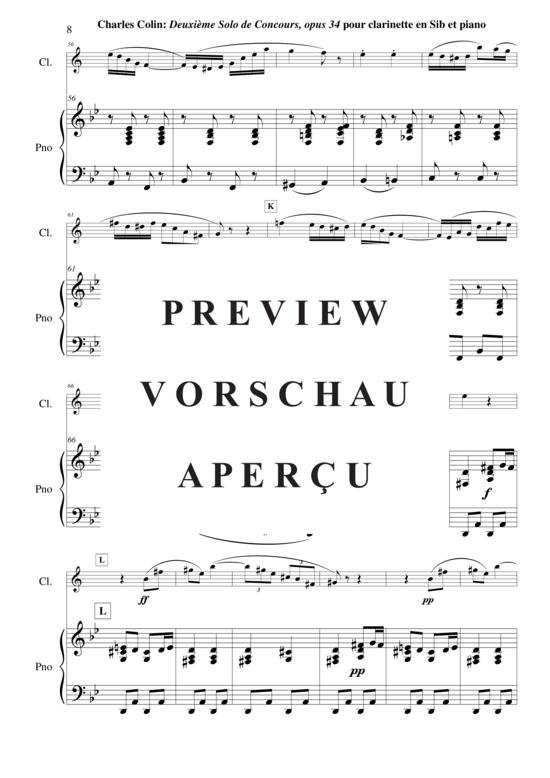 Product gallery: Page 9 of 17 Solo de Concours no. 2, Opus 34 , , (clarinet in Bb + piano)