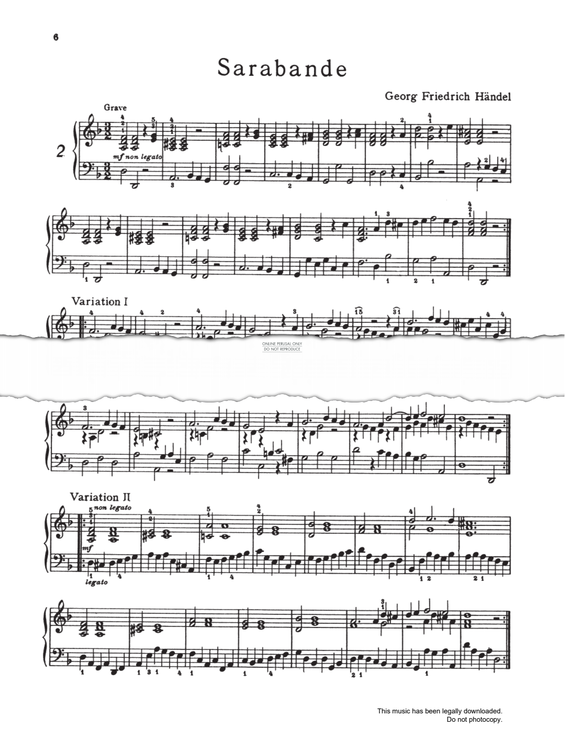 Produktgalerie: Seite 1 von 1 Sarabande (from 'Suite in D minor HWV437'), George Frideric Handel, Klavier