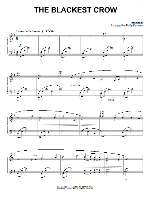 Produktgalerie: Seite 1 von 1 The Blackest Crow (arr. Phillip Keveren), Traditional, Klavier