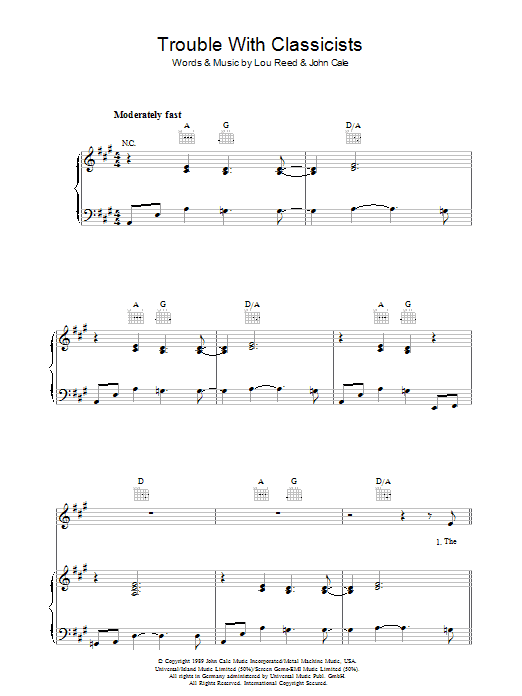 Produktgalerie: Seite 1 von 1 Trouble With Classicists, Lou Reed, Gesang, Gitarre, Klavier
