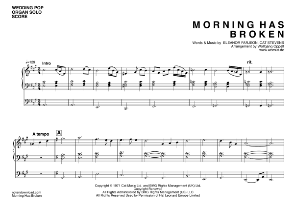 Produktgalerie: Seite 1 von 8 Morning Has Broken, Stevens, Cat, (Orgel Solo)