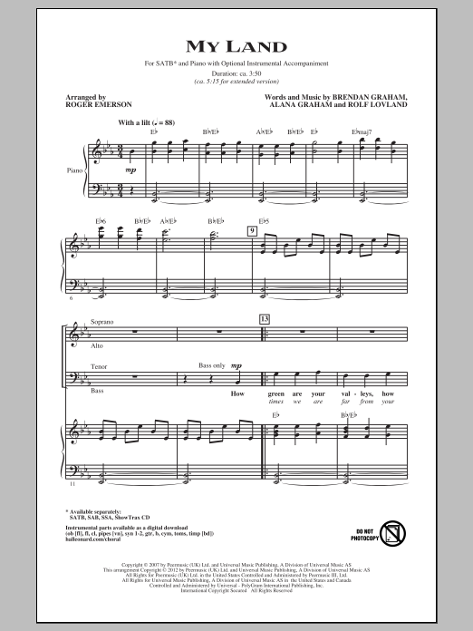 Produktgalerie: Seite 1 von 1 My Land (arr. Roger Emerson), Celtic Thunder, Chor