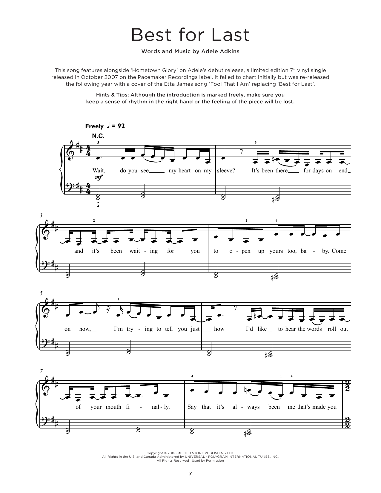 Product picture to:  Best For Last - Adele