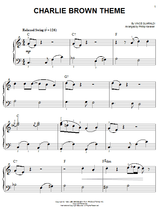 Produktbild zu: Charlie Brown Theme (arr. Phillip Keveren)
