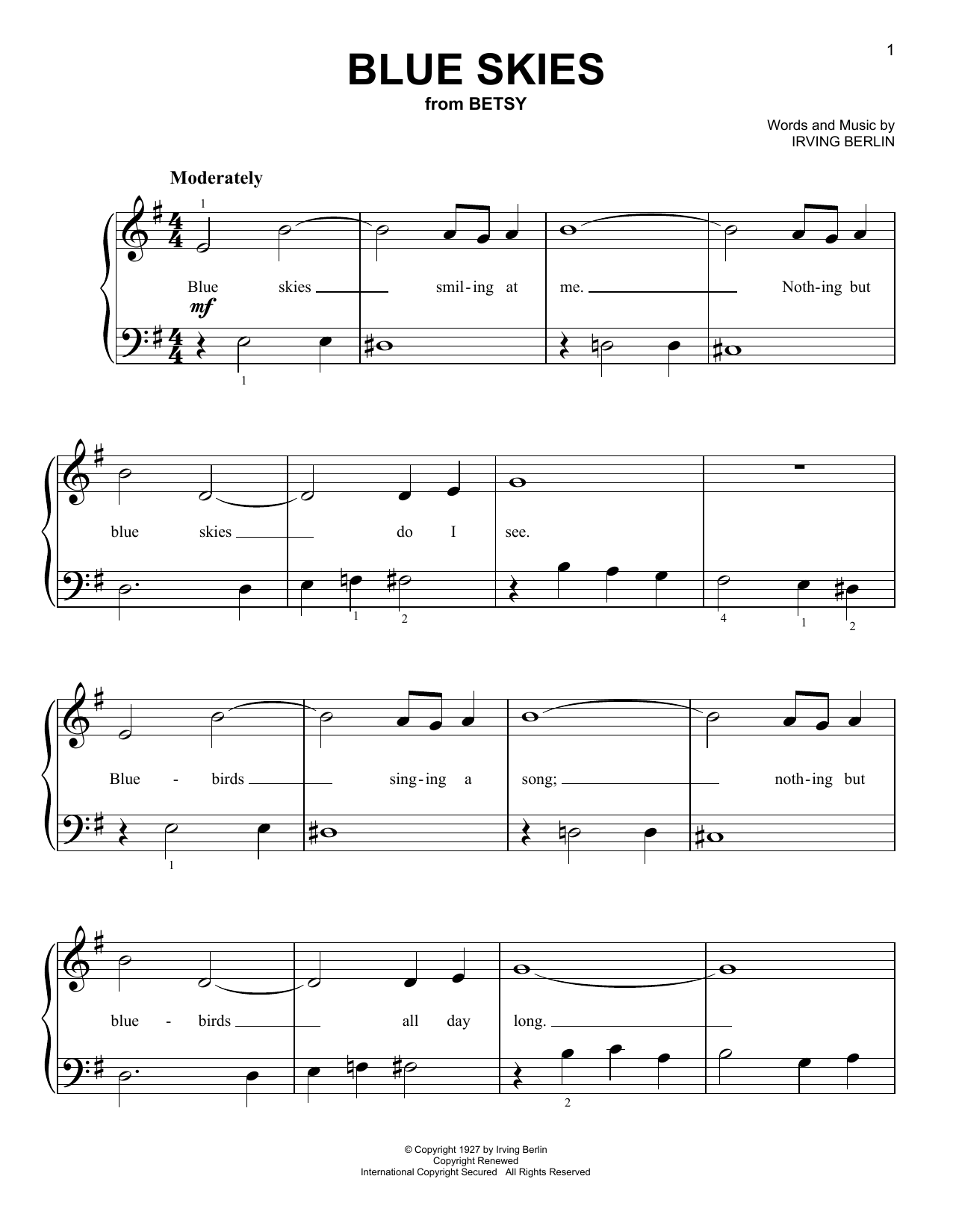 Produktgalerie: Seite 1 von 1 Blue Skies, Irving Berlin, Klavier