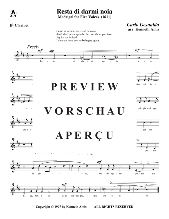 Produktgalerie: Seite 10 von 12 Resta di darmi noia , , (Holzbläserquintett)