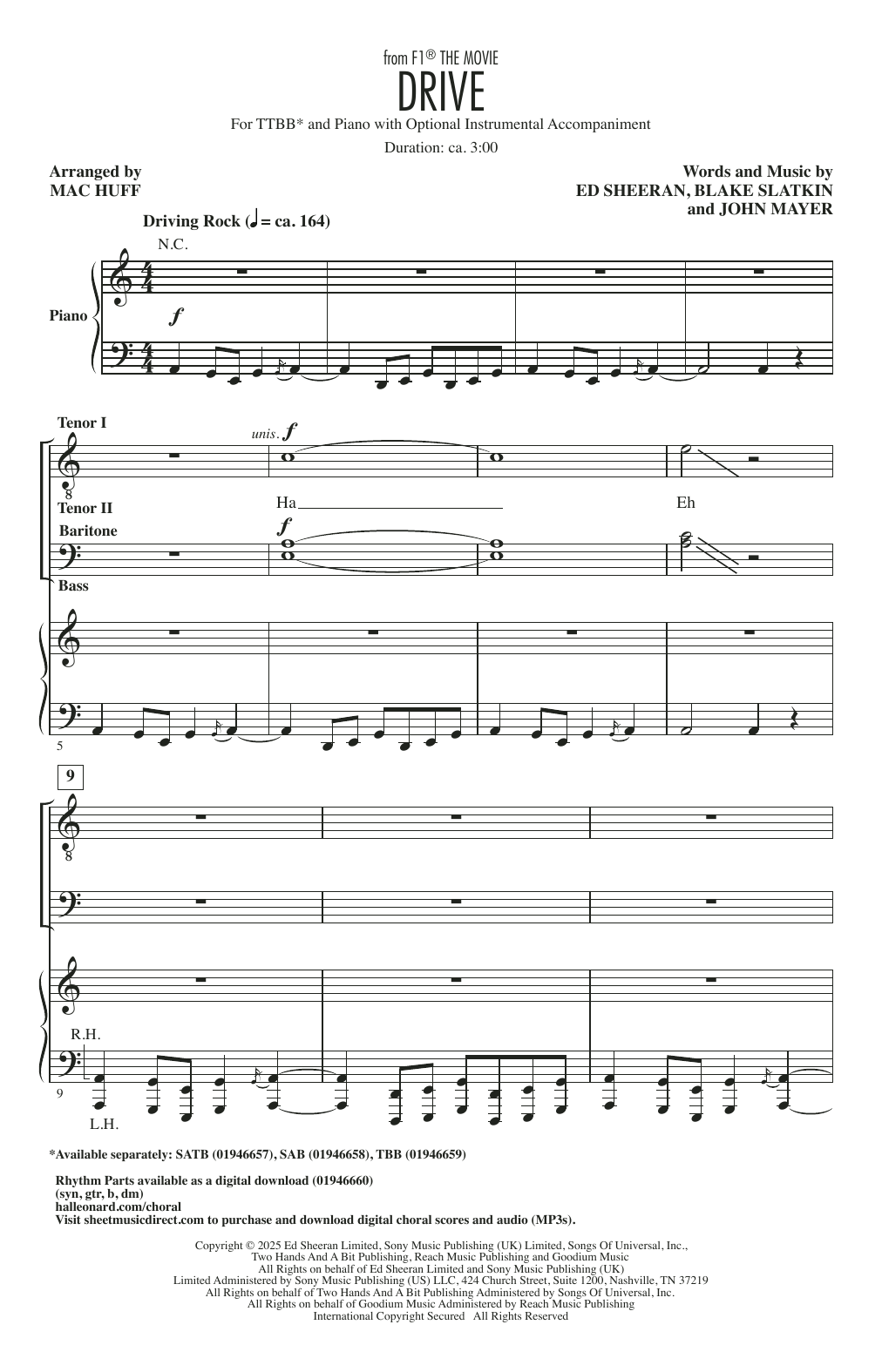 Produktgalerie: Seite 1 von 1 Drive (from F1 The Movie) (arr. Mac Huff), Ed Sheeran, Chor