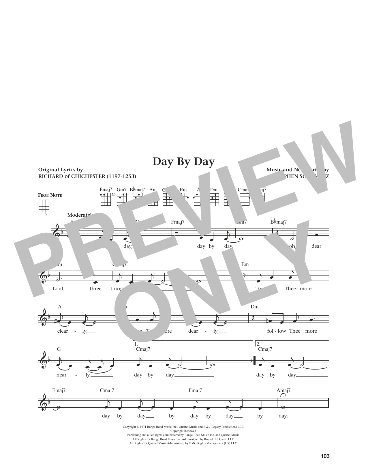 Produktgalerie: Seite 1 von 1 Day By Day (from Godspell) (from The Daily Ukulele) (arr. Jim Beloff), Stephen Schwartz, Ukulele