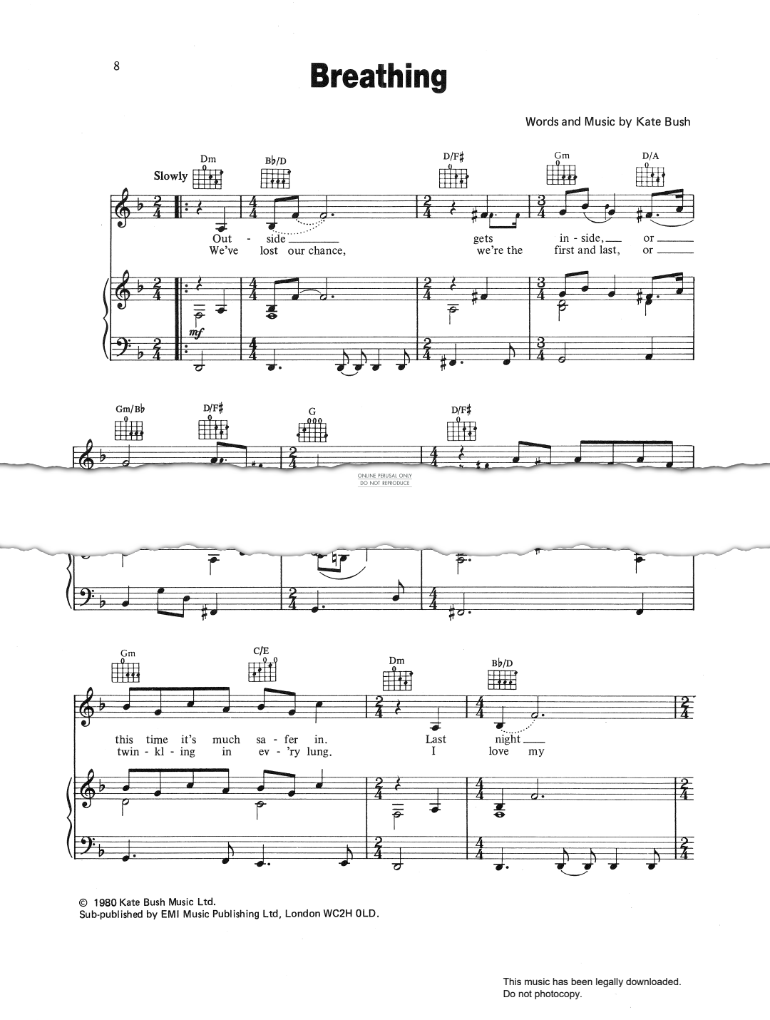 Produktgalerie: Seite 1 von 1 Breathing, Kate Bush, Gesang, Gitarre, Klavier
