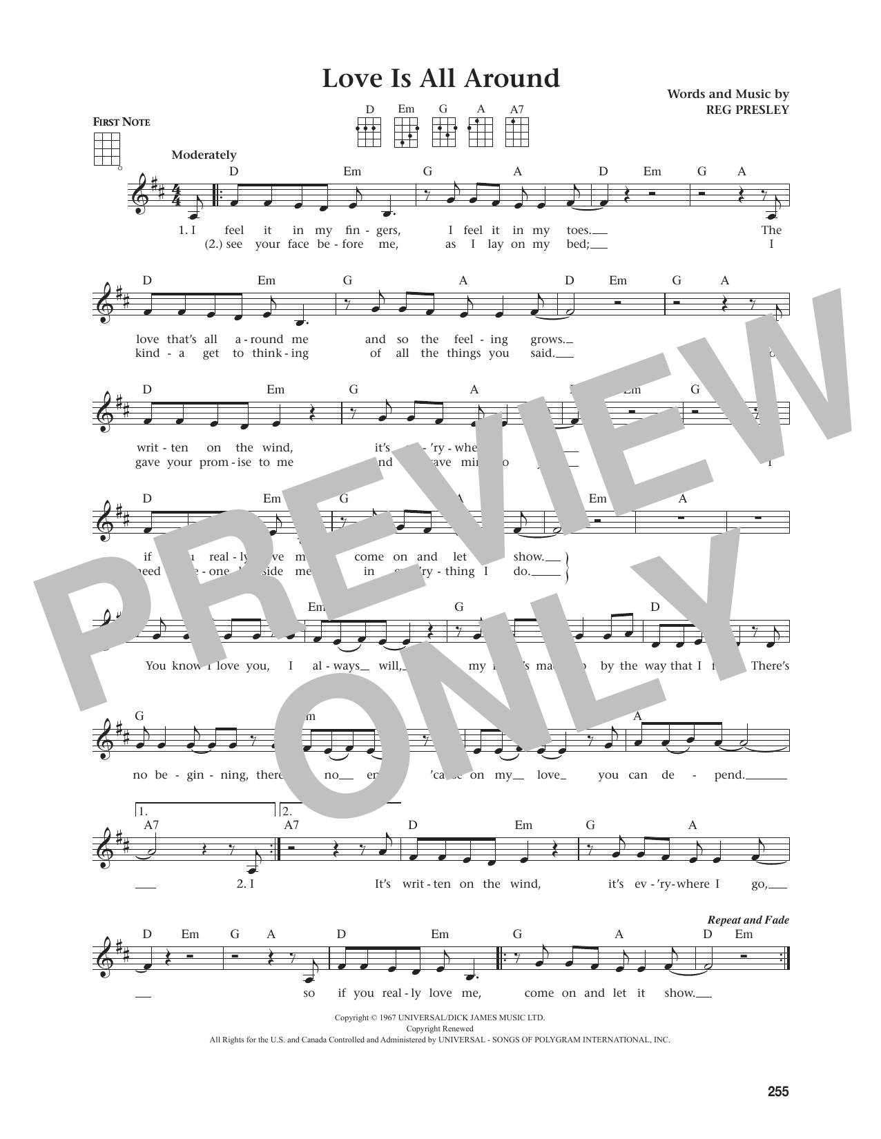 Product gallery: Page 1 of 1 Love Is All Around (from The Daily Ukulele) (arr. Jim Beloff), The Troggs