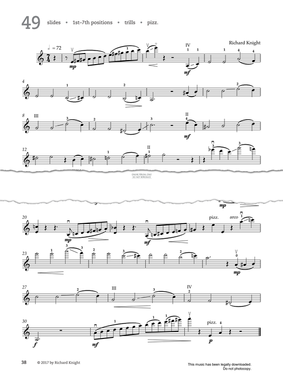 Produktgalerie: Seite 1 von 1 Study No.49 Slides (from '80 Graded Studies For Violin Book One'), Richard Knight, Violine