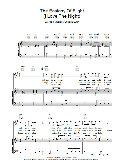 Produktgalerie: Seite 1 von 1 The Ecstasy Of Flight (I Love The Night), Chris de Burgh, Gesang, Gitarre, Klavier