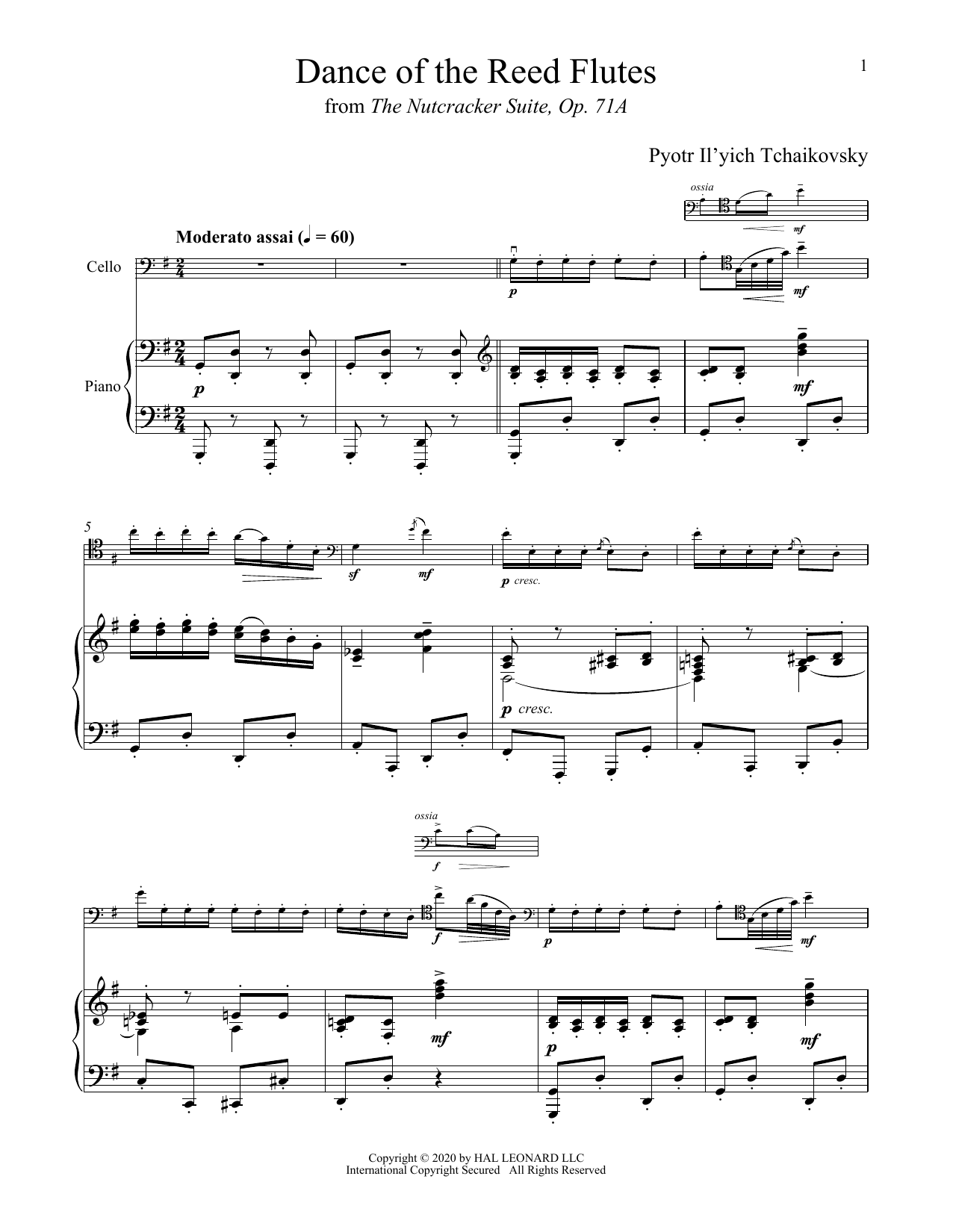 Produktgalerie: Seite 1 von 1 Dance Of The Reed Flutes, Op. 71a (from The Nutcracker), Pyotr Il'yich Tchaikovsky, Klavier, Violoncello