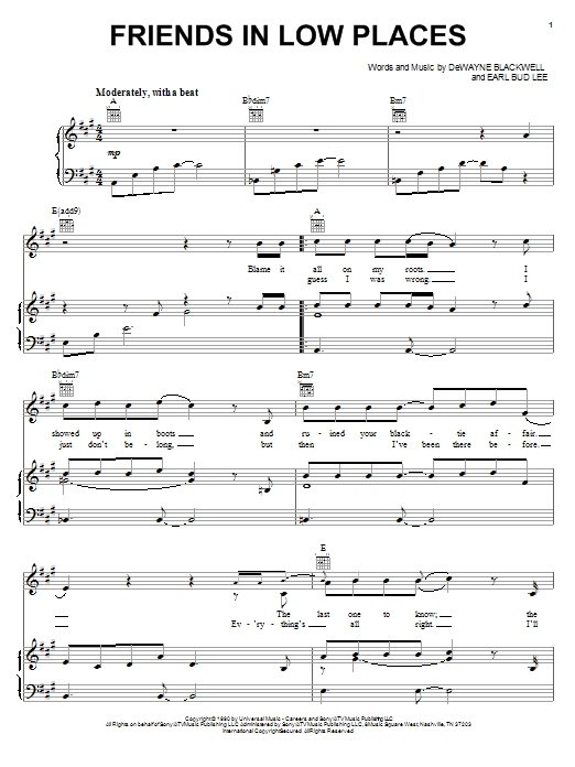 Produktgalerie: Seite 1 von 1 Friends In Low Places, Garth Brooks, Gesang, Gitarre, Klavier