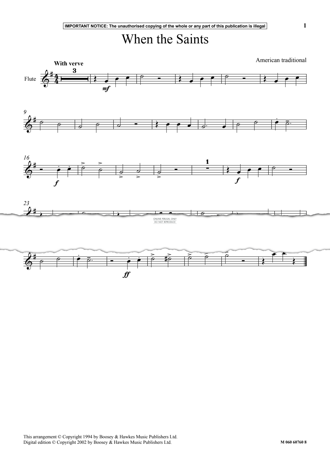 Produktgalerie: Seite 1 von 1 When The Saints, American Traditional, Flöte