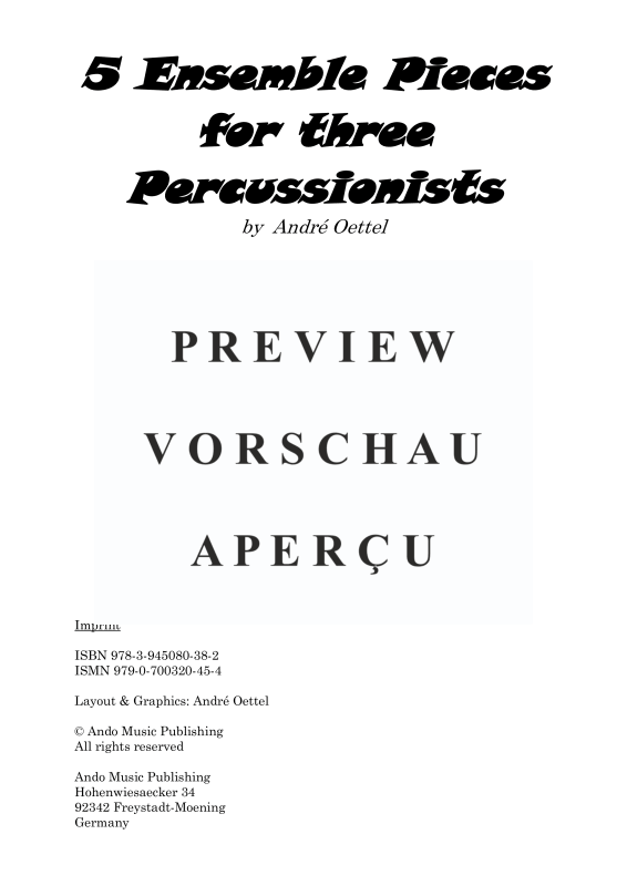 Produktgalerie: Seite 3 von 11 5 Ensemble Pieces for three Percussionists, , Percussion Ensemble Trio