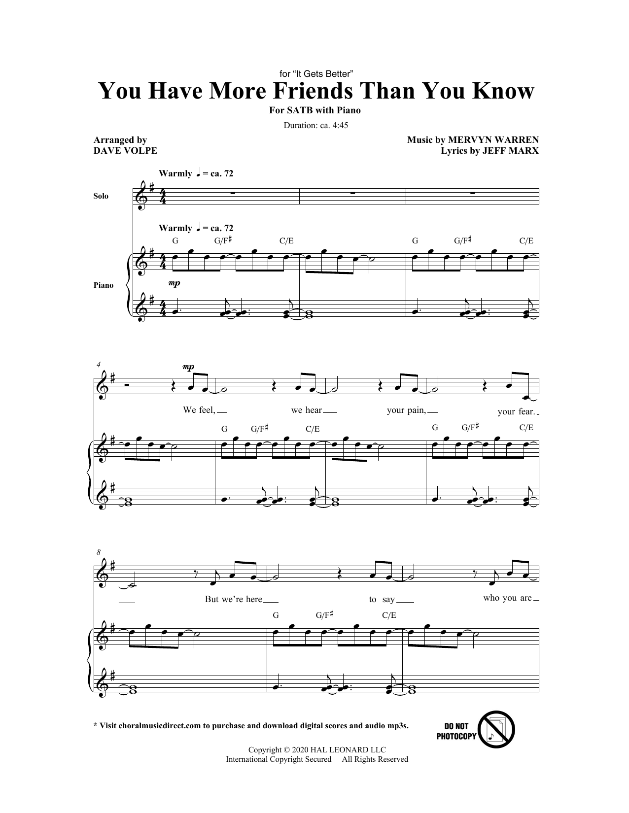 Produktbild zu: You Have More Friends Than You Know (arr. Dave Volpe)