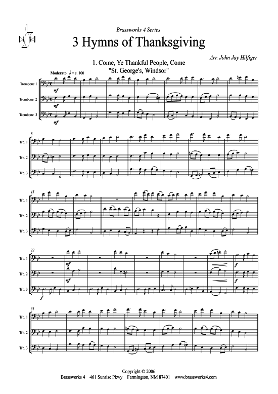 Product picture to: 3 Hymns of Thanksgiving Verschiedene Verfasser