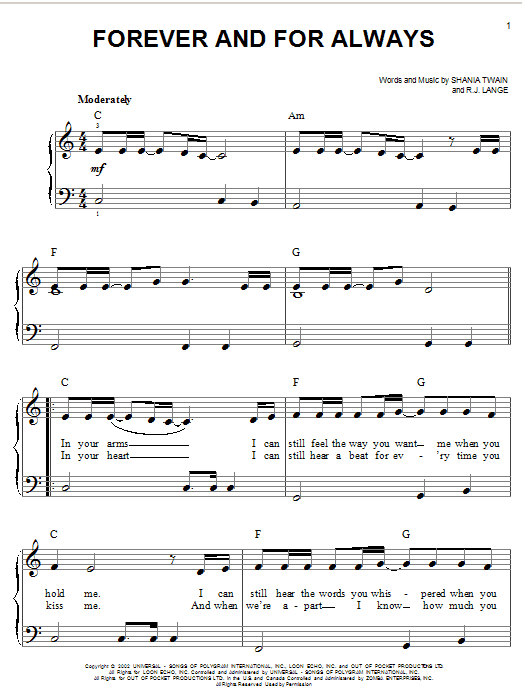 Produktgalerie: Seite 1 von 1 Forever And For Always, Shania Twain, Klavier
