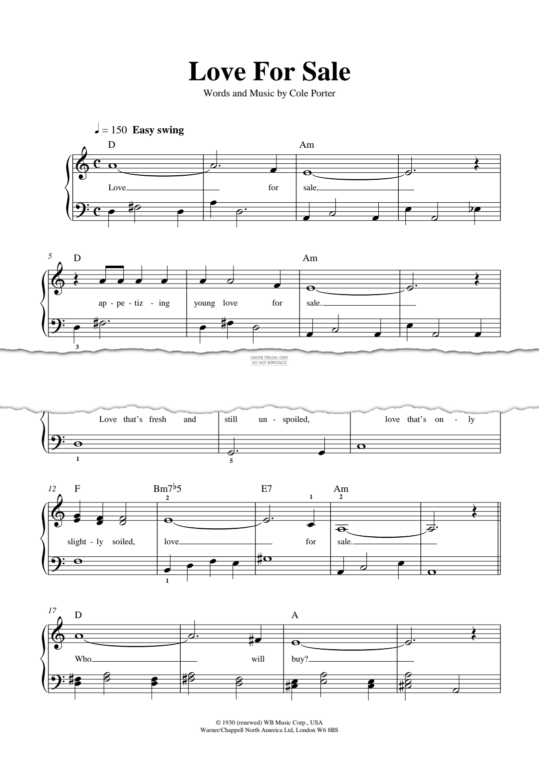 Product gallery: Page 1 of 1 Love For Sale, Cole Porter