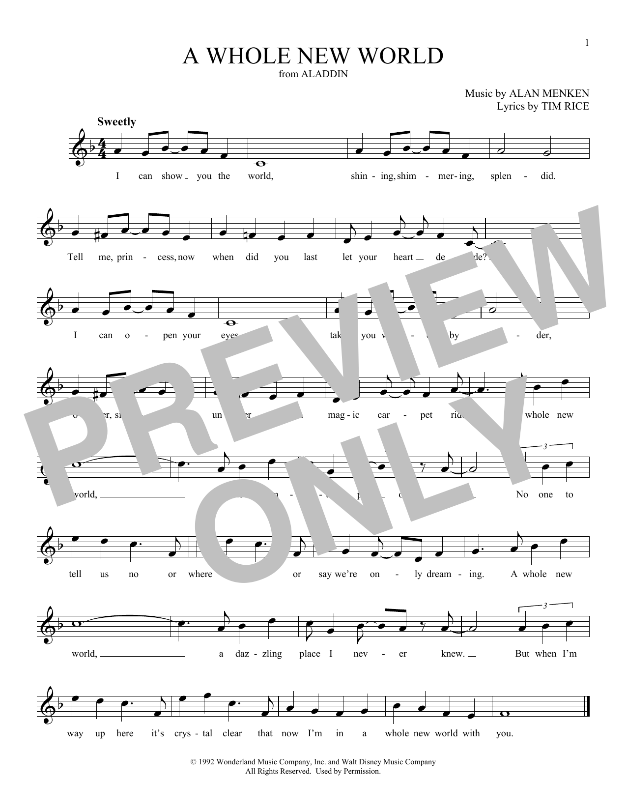 Product gallery: Page 1 of 1 A Whole New World (from Aladdin), Alan Menken & Tim Rice