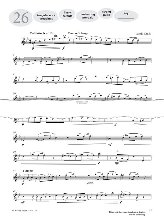 Product gallery: Page 1 of 1 Study No.26 'Maestoso' (from 'More Graded Studies For Saxophone Book One'), László Nitski