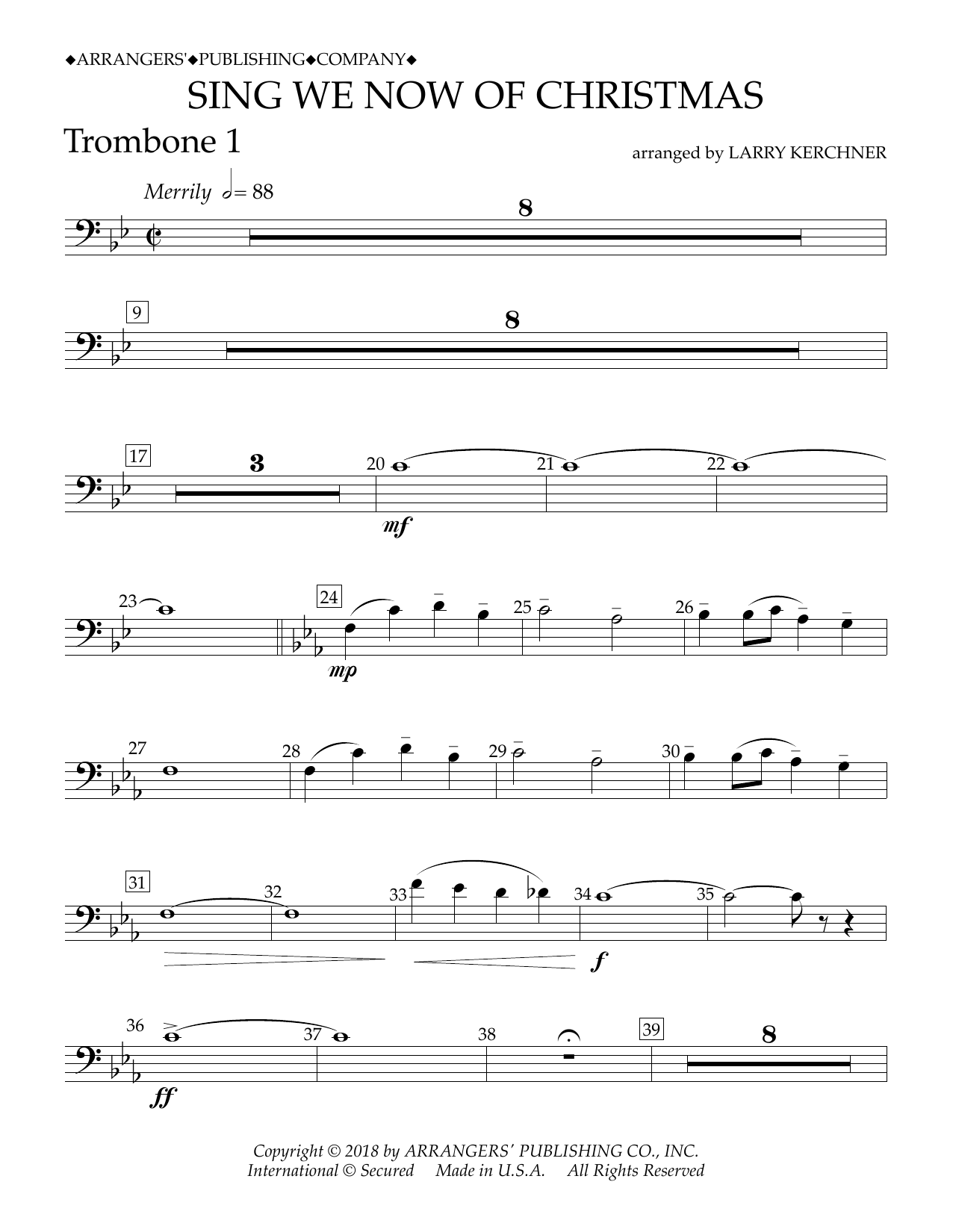 Produktbild zu: Sing We Now of Christmas (arr. Larry Kerchner) - Trombone 1
