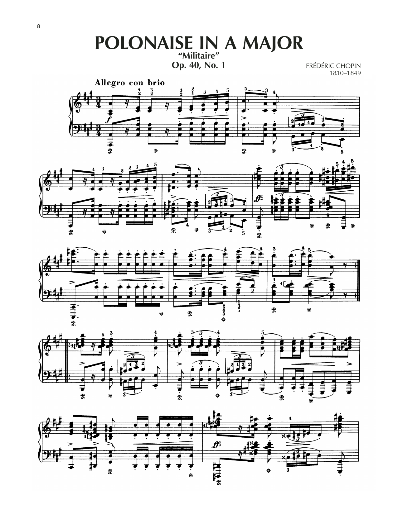 Product gallery: Page 1 of 1 Polonaise In A Major, Op. 40, No. 1, Frederic Chopin