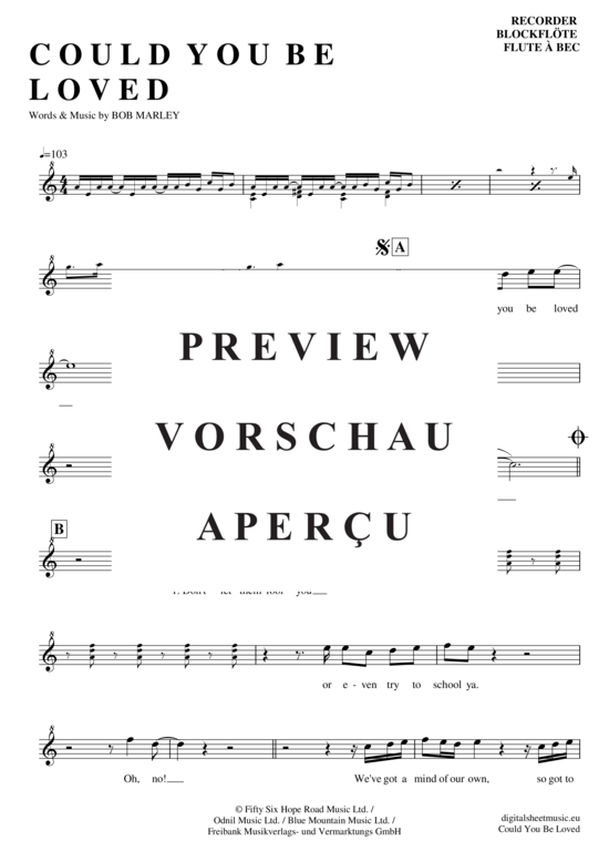 Product gallery: Page 2 of 4 Could you be loved , Marley, Bob, (recorder)