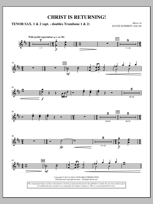Product picture to: Christ Is Returning! - Tenor Saxophone 1 & 2 in Bb