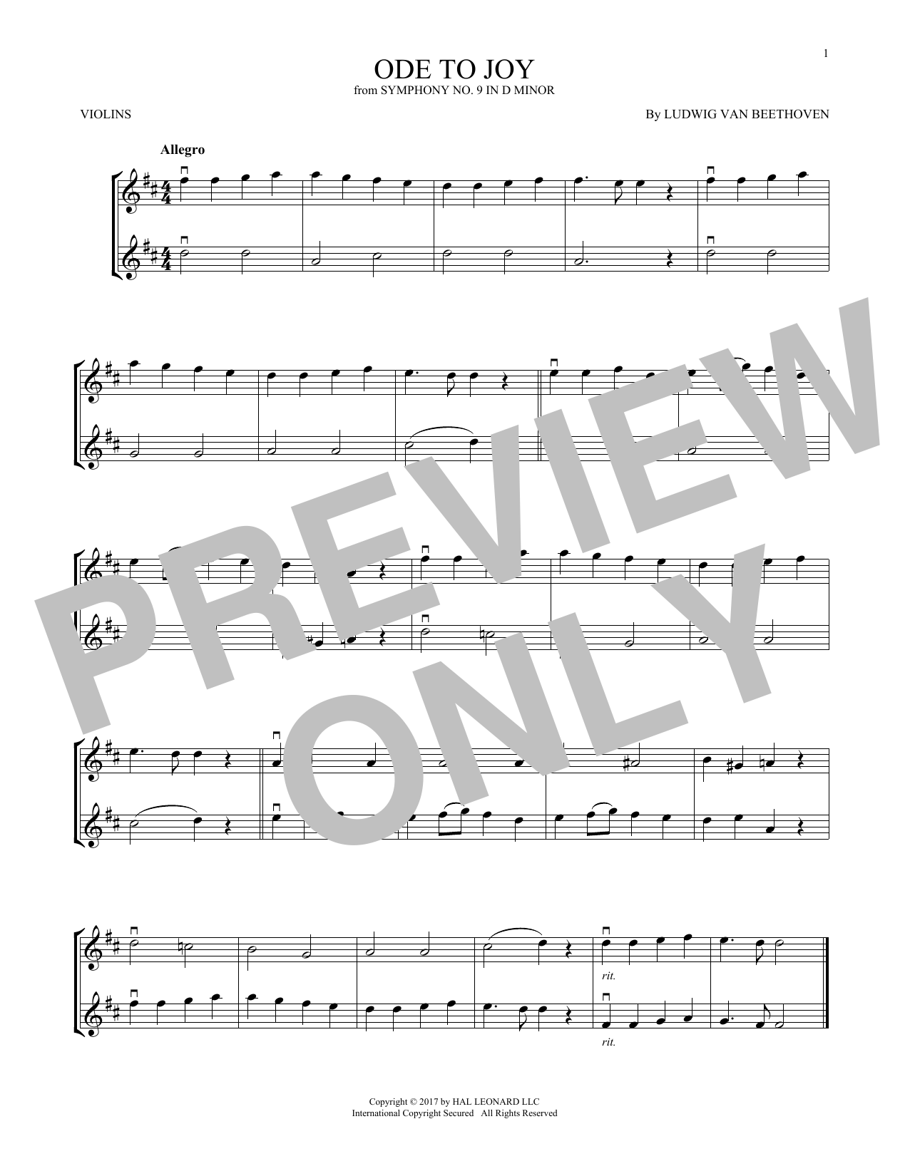 Product gallery: Page 1 of 1 Ode To Joy, Ludwig Van Beethoven