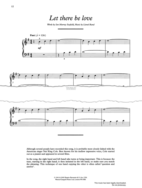 Produktgalerie: Seite 1 von 1 Let There Be Love, Lionel Rand, Klavier