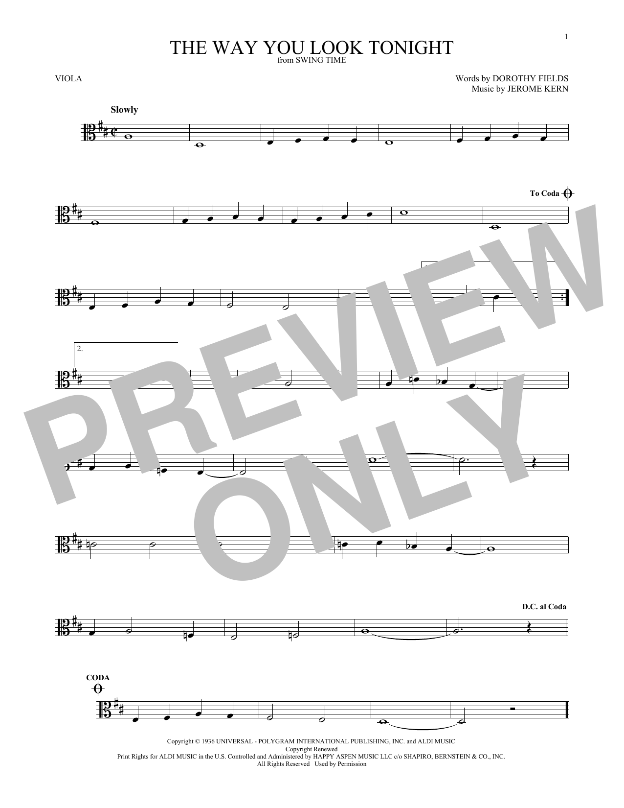 Product gallery: Page 1 of 1 The Way You Look Tonight, Jerome Kern