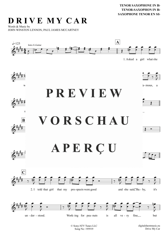 gallery: Drive My Car, Beatles, The, Tenor-Sax