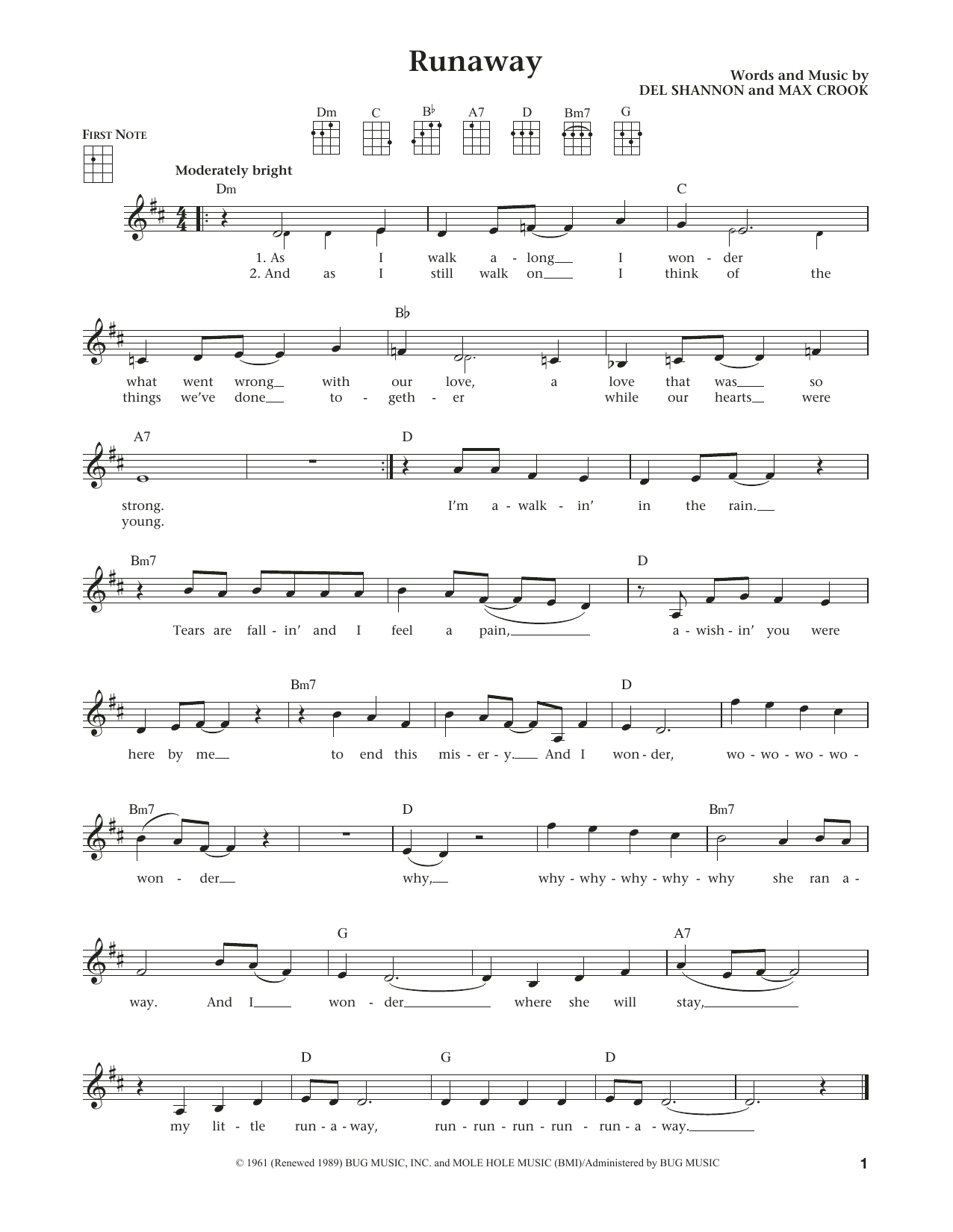 Product gallery: Page 1 of 1 Runaway (from The Daily Ukulele) (arr. Liz and Jim Beloff), Del Shannon